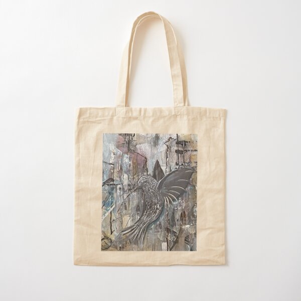 Lisa Kirwan Wearable Art, Abstract Unique Artwork For Unique Spaces, Bird Art, The Hummer And The Crow Cotton Tote Bag