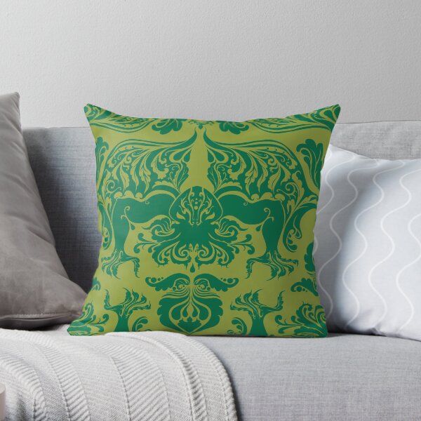 I Love Craft (Cthulhu Damask) Throw Pillow