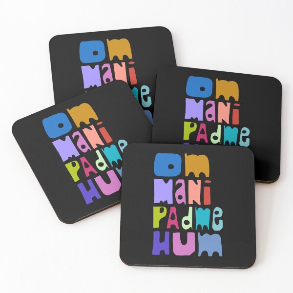 Item preview, Om Mani Padme Hum Compassion Mantra Multi Color Lettering Black designed and sold by wordznart.