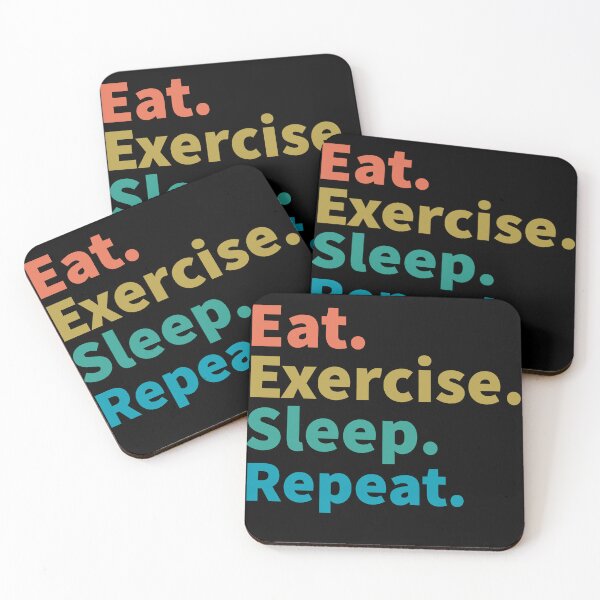 Item preview, Eat Exercise sleep repeat-inspirational, exercising sunset retro designed and sold by Master4art.