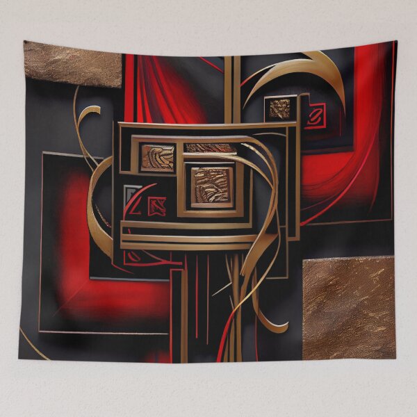 Item preview, Modern Abstract- Red Black Gold #4 designed and sold by Gypsykiss.