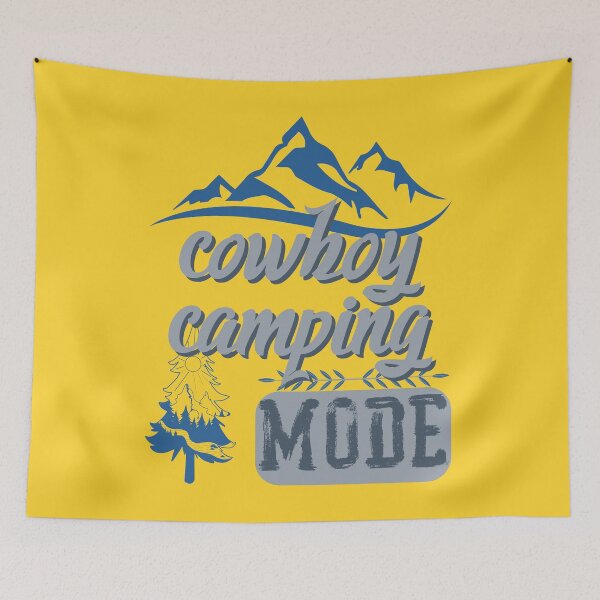 Item preview, cowboy camping mode, forest river sun inside tree pine designed and sold by movie-popcorn.