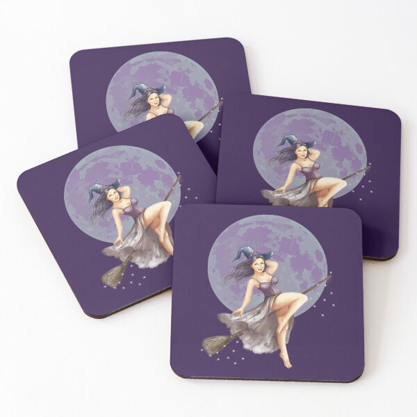 Item preview, Retro Pin-up Moon and Witch Halloween designed and sold by ALesterDesign.