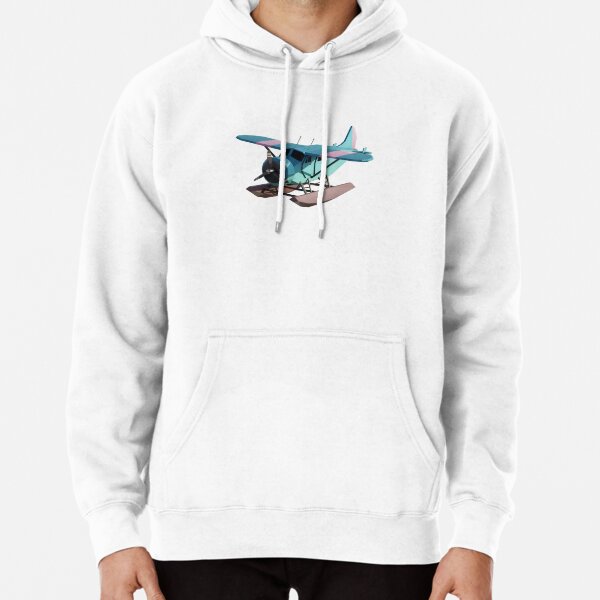 Cute Blue/Pink Water Plane Lowpoly 3D Pullover Hoodie