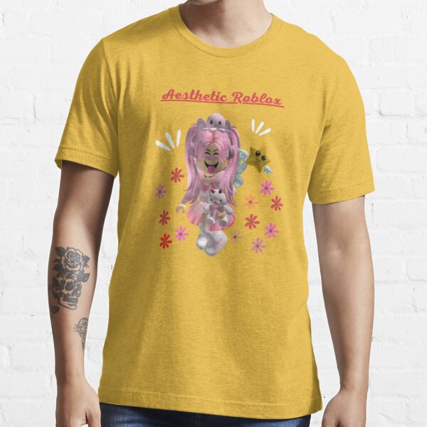 pink shirt aesthetic roblox girl Essential T-Shirt for Sale by