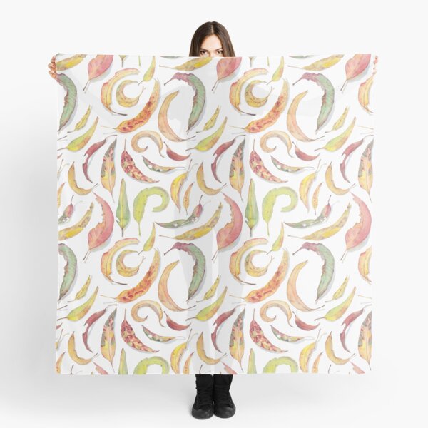 Eucalyptus leaves watercolour (white background) Scarf