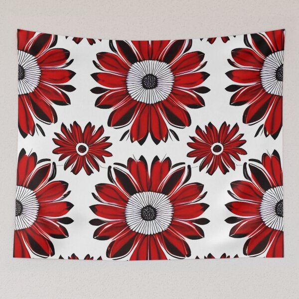 Item preview, Red daisy flower pattern designed and sold by gramizzia.