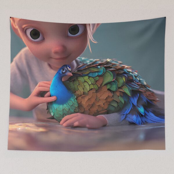 Item preview, Lucy and her pet peacock Peanut designed and sold by BabyShmoopies.
