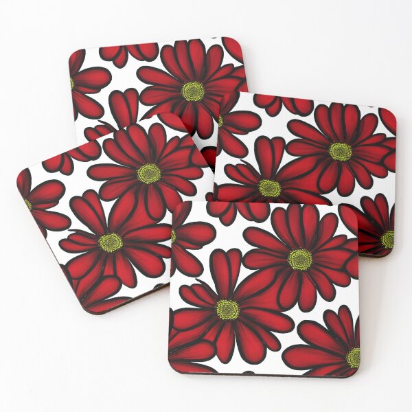 Item preview, Red daisy flower pattern designed and sold by gramizzia.