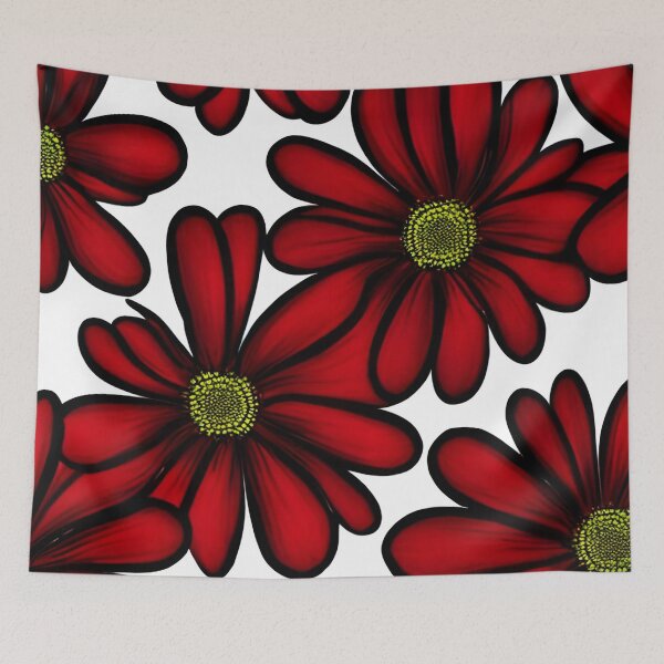 Item preview, Red daisy flower pattern designed and sold by gramizzia.