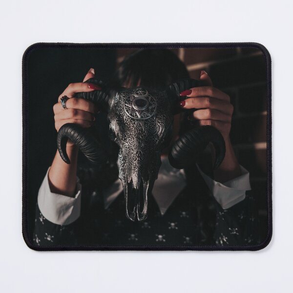 Item preview, Wednesday Addams holding up a rams skull designed and sold by FGWAC.