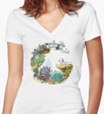 Tribute Color (with caption) Women's Fitted V-Neck T-Shirt