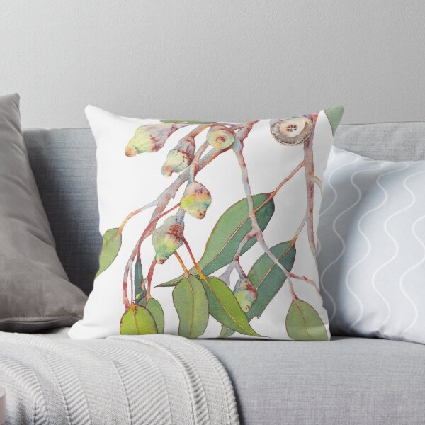 Australian native eucalyptus tree branch Throw Pillow
