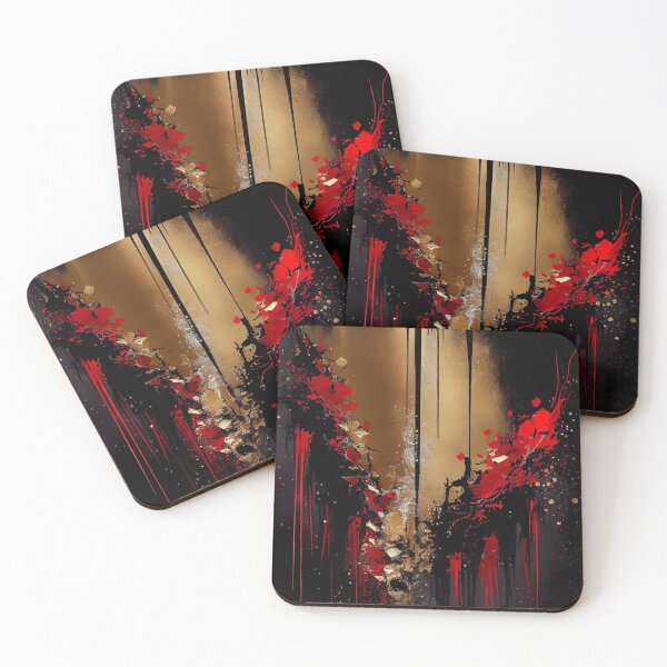 Item preview,  Modern Abstract Splashes- Red Black Gold #2 designed and sold by Gypsykiss.
