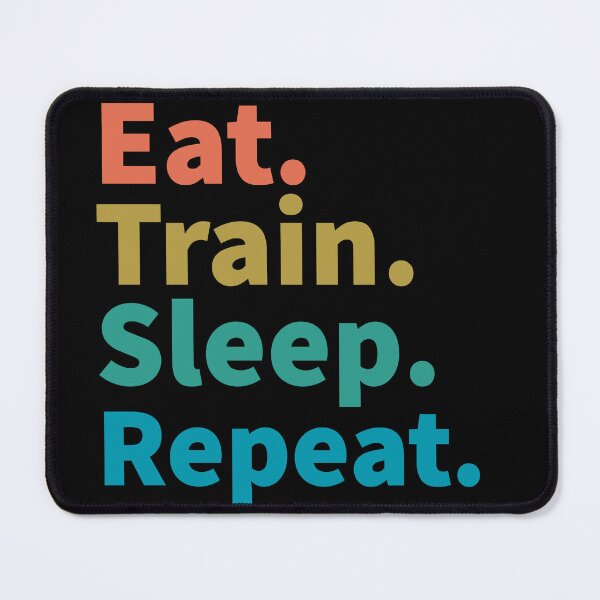 Artikelvorschau, Eat Train Sleep Repeat-inspirierender, kraftvoller Retro-Sonnenuntergang entworfen und verkauft von Master4art.
