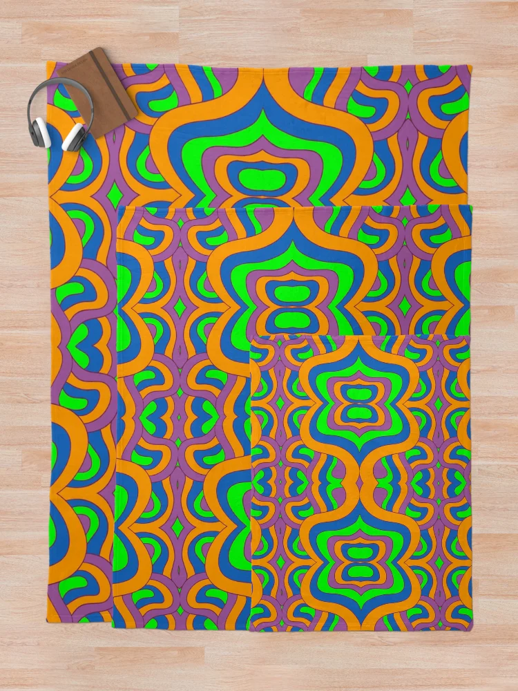 Thumbnail 5 of 6, Throw Blanket, Retro Abstract Pattern designed and sold by P9Designs.