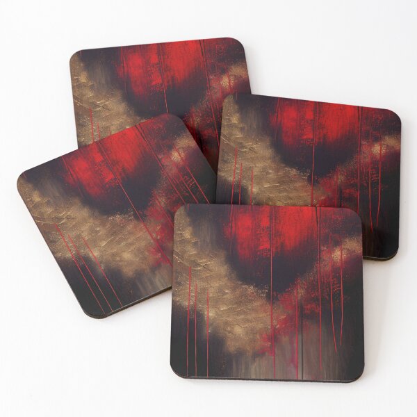Item preview, Modern Abstract Splashes- Red Black Gold #6 designed and sold by Gypsykiss.