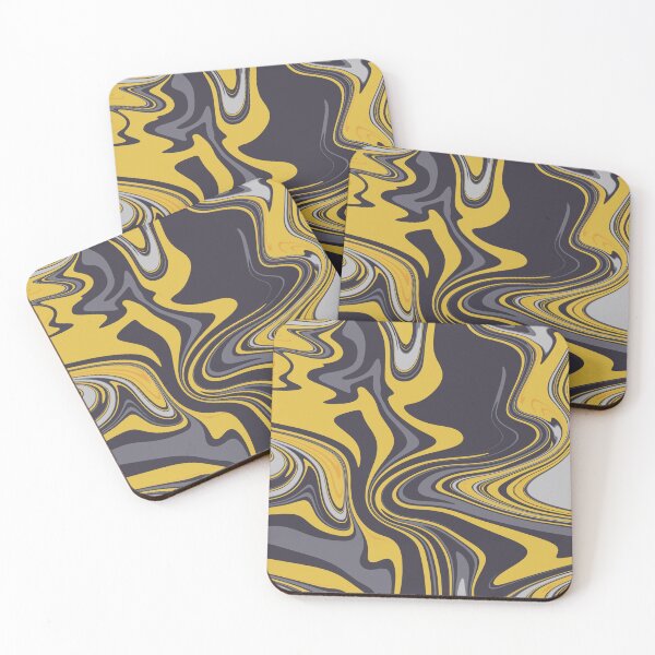 Item preview, Yellow and Grey Abstract Liquid Swirls designed and sold by patternsoup.