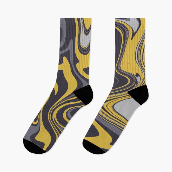 Item preview, Yellow and Grey Abstract Liquid Swirls designed and sold by patternsoup.