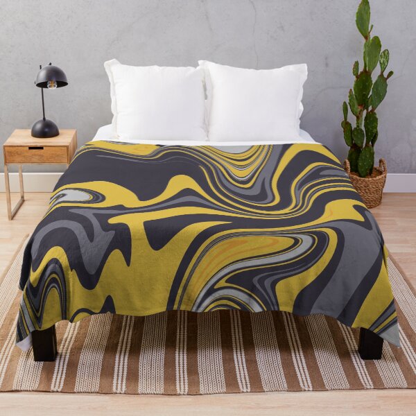 Item preview, Yellow and Grey Abstract Liquid Swirls designed and sold by patternsoup.