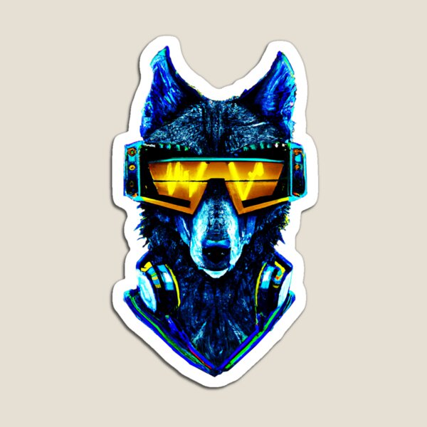 Aperçu de l'œuvre Le cyber-loup : le chien futuriste le plus cool avec une technologie avancée créée et vendue par BaseYourIstinct.