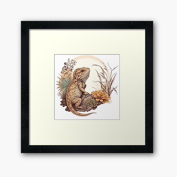 Aperçu de l'œuvre Dragon barbu Ukiyoe Illustration Lézard Reptile Art créée et vendue par peachycrossing.