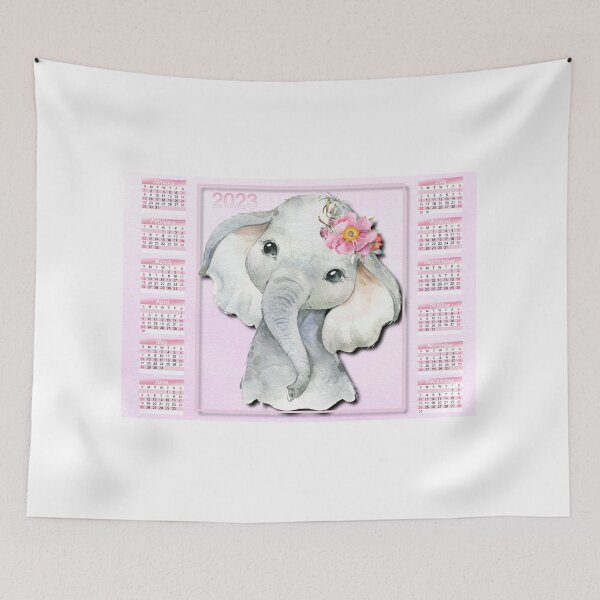 Item preview, Kids Calendar, 2023 Year Calendar,  Yearly Wall Calendar, Children's Calendar, Baby Elephant Print, Safary Nursery Decor, 2023 12 month, Sunday Start  designed and sold by Dzhenka-Balimez.
