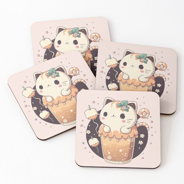 Item preview, Cat Boba Tea Bubble tea anime kawaii design - cute kitten drinking boba straw designed and sold by Cheeky Companions.