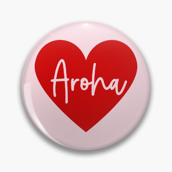 Item preview, Love Heart with Aroha, Love in Te Reo Maori, Red Heart, Pink Background designed and sold by BearAndCat.