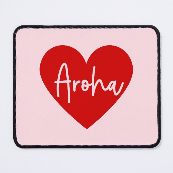 Item preview, Love Heart with Aroha, Love in Te Reo Maori, Red Heart, Pink Background designed and sold by BearAndCat.