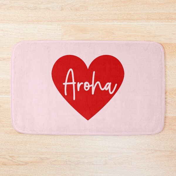 Item preview, Love Heart with Aroha, Love in Te Reo Maori, Red Heart, Pink Background designed and sold by BearAndCat.