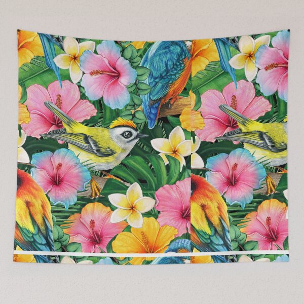 Item preview, Exotic Beauty: A Colorful Bird Amidst Tropical Flowers designed and sold by JOY STORE 45.