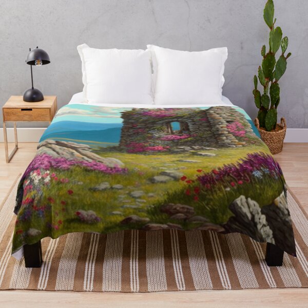 Item preview, Castle ruins near a stream with wildflowers designed and sold by JoepshLSio.