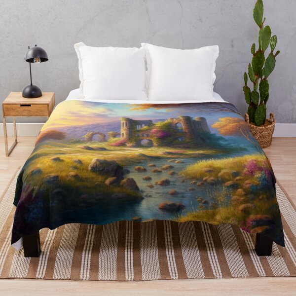 Item preview, Castle ruins near a stream with wildflowers designed and sold by JoepshLSio.