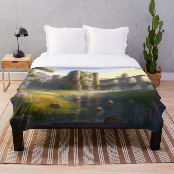 Item preview, Castle ruins near a stream with wildflowers designed and sold by JoepshLSio.