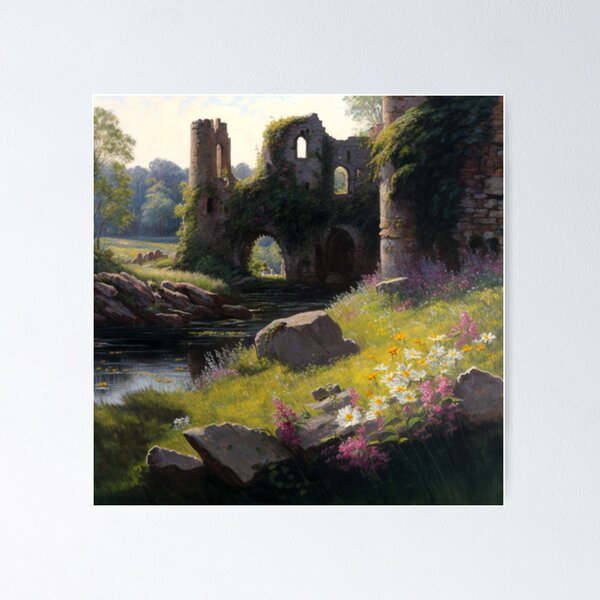 Item preview, Copy of Castle ruins near a stream with wildflowers designed and sold by JoepshLSio.