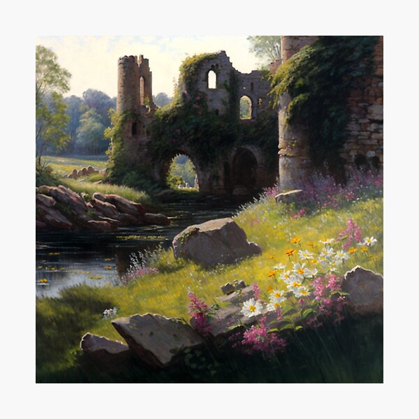 Item preview, Copy of Castle ruins near a stream with wildflowers designed and sold by JoepshLSio.