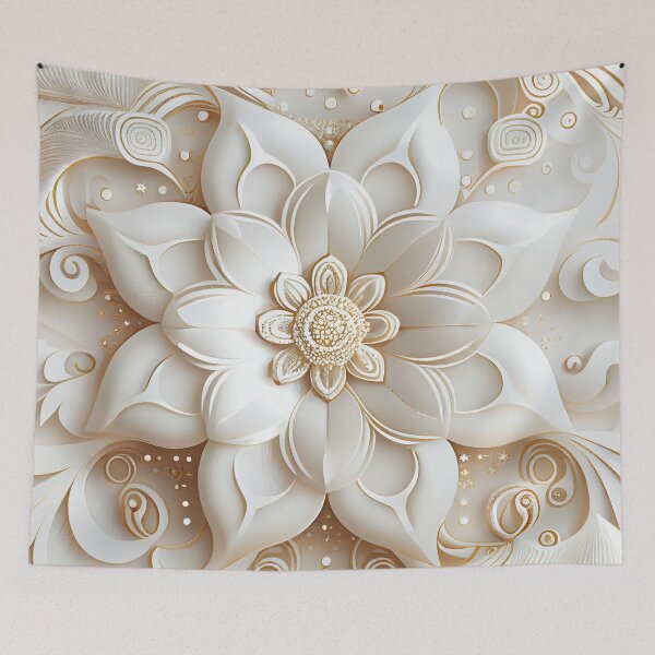 Item preview, Luxury Flowers Abstract Pattern in Gold, White, White designed and sold by HiArtify ❤️.