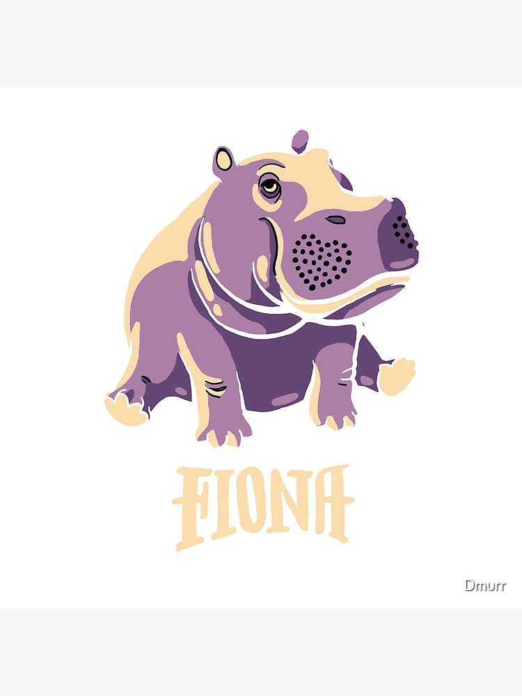 Cute Little Hippo, Lattes and Donuts, Pink and Blue Illustration