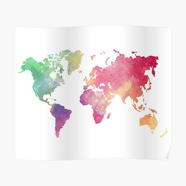 Colourful continents Vintage Colors Postereck-Poster 0555-Modern World Map