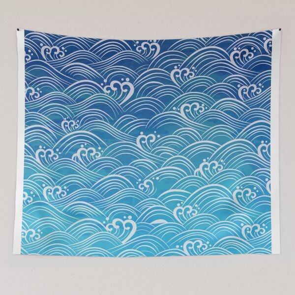Item preview, Calm blue summer ocean waves pattern designed and sold by RaionKeiji.