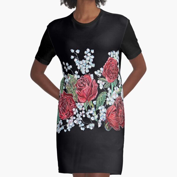 Spanish Roses Graphic T-Shirt Dress