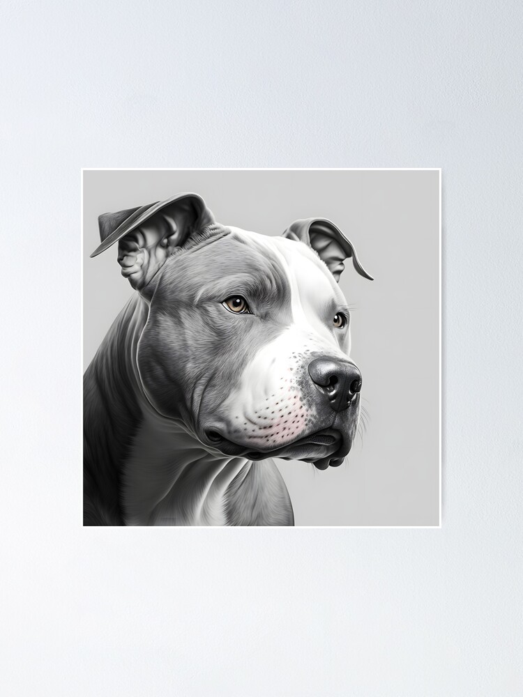 Black and white sketch of a beautiful, grey and white blue nose pitbull Black And White Sketch Of A Beautiful, Grey And White Blue Nose Pitbull