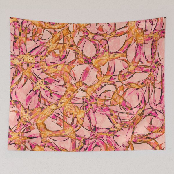Item preview, Curls and Tangles Abstract in Orange and Pink designed and sold by Karen Simon.