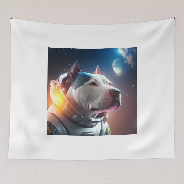 Item preview, Full-color drawing of a blue now Pitbull wearing an astronaut suit designed and sold by epicevolution.