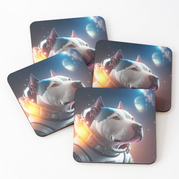 Item preview, Full-color drawing of a blue now Pitbull wearing an astronaut suit designed and sold by epicevolution.