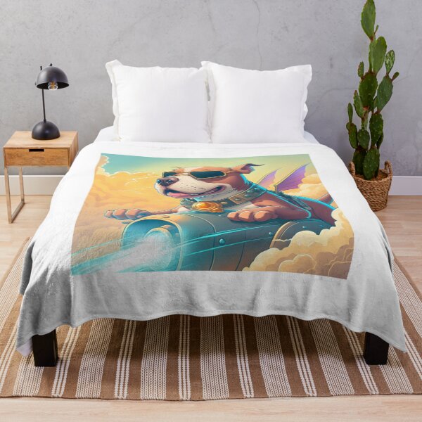 Item preview, Brown and white cartoon Pitbull flying a plane through the clouds designed and sold by epicevolution.