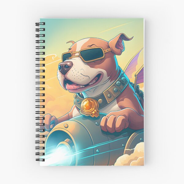Artikelvorschau, Braun-weißer Cartoon Pitbull, der ein Flugzeug durch die Wolken fliegt entworfen und verkauft von epicevolution.