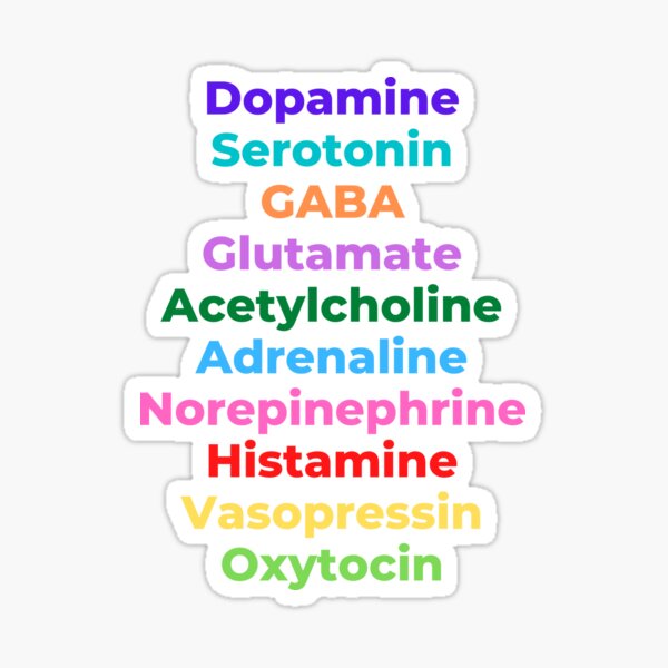 Aperçu de l'œuvre Neurotransmetteurs - Neurosciences, Psychologie, Biologie, Esprit, Cerveau, Dopamine, Sérotonine, Ocytocine, Adrénaline créée et vendue par jadedscientist.