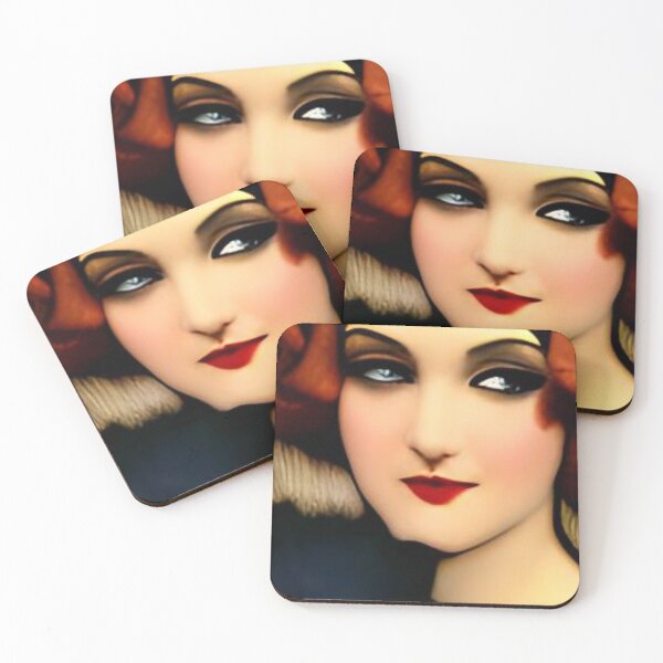 Item preview, Pretty Red Haired Woman 1920's Flapper Glamorous Art Nouveau 20's  designed and sold by kattakitty.